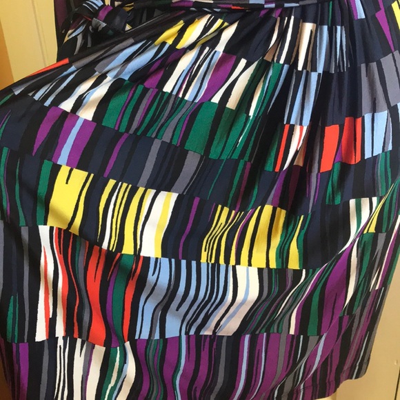 BCBGMaxAzria Multi-Colored Pattern Faux Wrap Dress - Picture 6 of 8